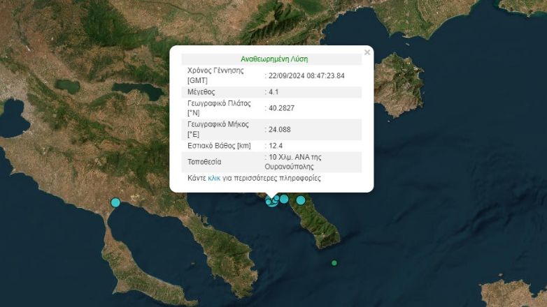 Χαλκιδική: Σεισμικές δονήσεις 4,1 και 3,2 Ρίχτερ στο Άγιο Όρος