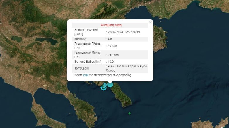 Νέος ισχυρός σεισμός 4,6 Ρίχτερ στο Άγιο Όρος