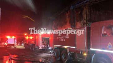 Μεγάλη φωτιά στην Β’ ΒΙΠΕ Βόλου – Έκαψε αποθήκες με λάδια και βιοντίζελ
