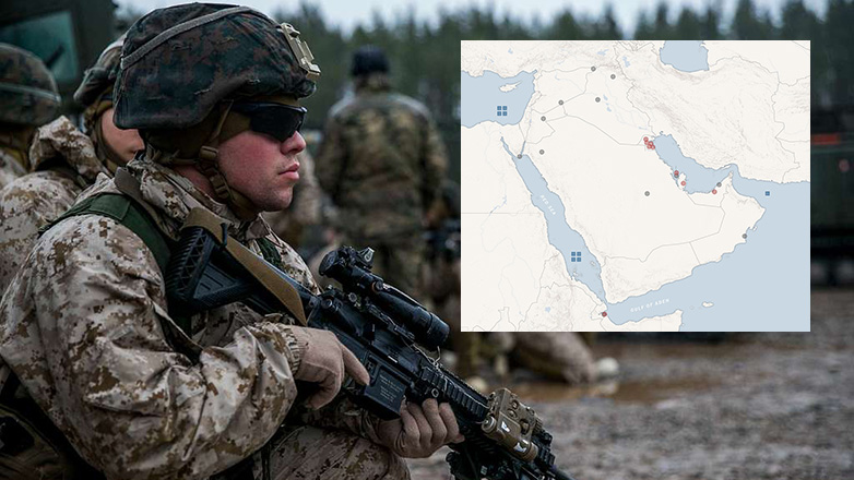 Ο χάρτης με τις Αμερικανικές στρατιωτικές δυνάμεις στη Μέση Ανατολή