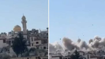 Η στιγμή που καταρρέει το τζαμί από τον ισραηλινό βομβαρδισμό στο Λίβανο