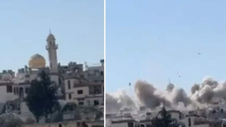 Η στιγμή που καταρρέει το τζαμί από τον ισραηλινό βομβαρδισμό στο Λίβανο