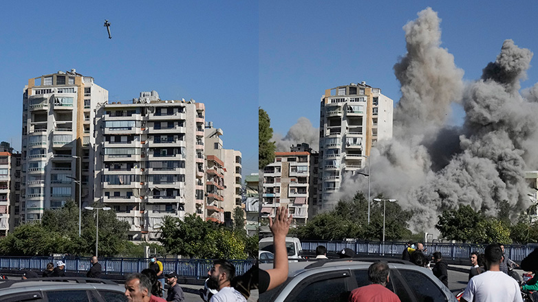 H στιγμή που ισοπεδώνεται κτήριο στη Βηρυτό από ισραηλινή ρουκέτα