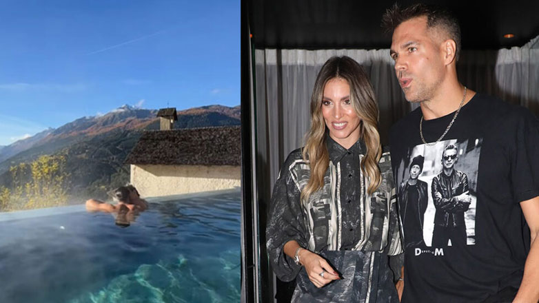 Αθηνά Οικονομάκου – Bruno Cerella: Τρυφερές στιγμές σε εξωτερική πισίνα σπα στο Μπόρμιο της Ιταλίας