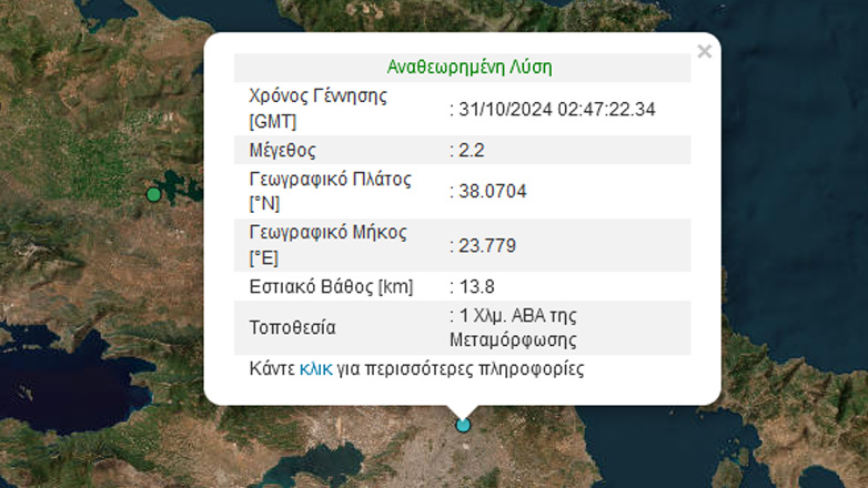 Ασθενής σεισμική δόνηση στην Αττική