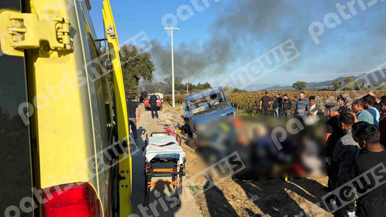 Δυτ. Αχαΐα: Δύο νεκροί και οκτώ τραυματίες από ανατροπή φορτηγού που μετέφερε εργάτες γης