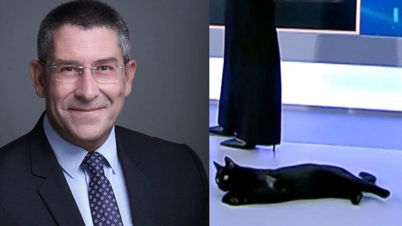 Άκης Παυλόπουλος: Γάτα εισέβαλε στο πλατό της εκπομπής και ξεκίνησε τα παιχνίδια