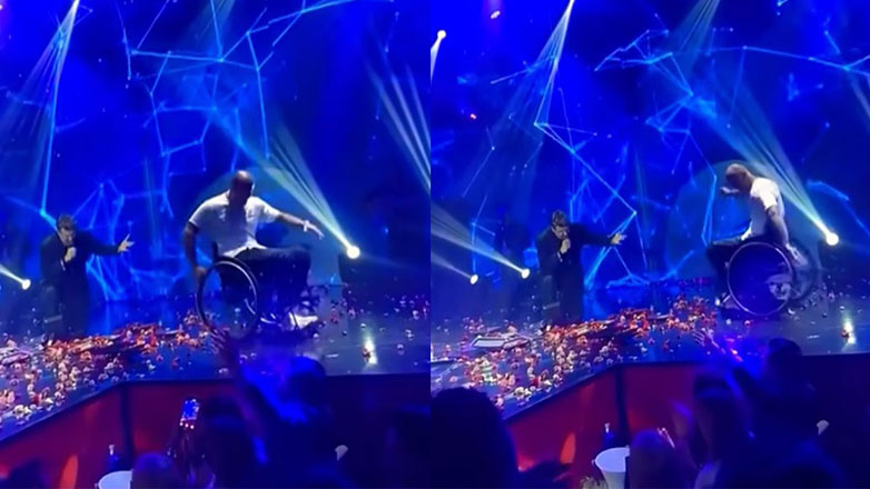 Πάνος Κιάμος: Γονάτισε στην πίστα για να τραγουδήσει σε ένα παλικάρι που χόρευε με αμαξίδιο