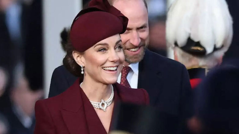 Kate Middleton: Υποδέχθηκε τον Εμίρη του Qatar στο Λονδίνο με βουργουνδί total look