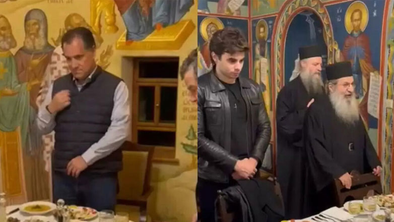 Άδωνις Γεωργιάδης: Επίσκεψη στο Άγιο Όρος μαζί με τον γιο του, Περσέα και τον Αλέξανδρο Μανωλίδη