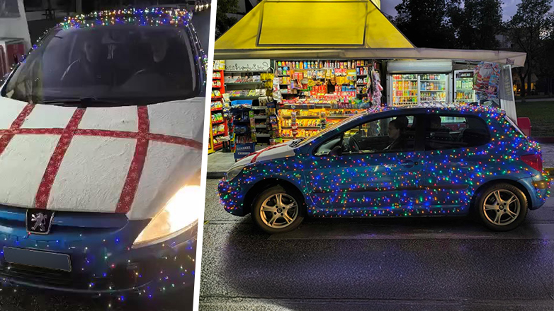 Αυτοκίνητο… Χριστουγενιάτικο δέντρο στο Περιστέρι