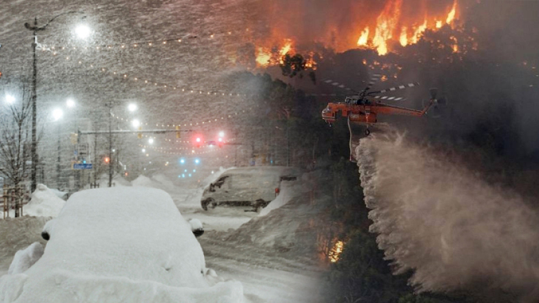 Χιονοθύελλες σαρώνουν τις ΗΠΑ  και καύσωνες την Αυστραλία