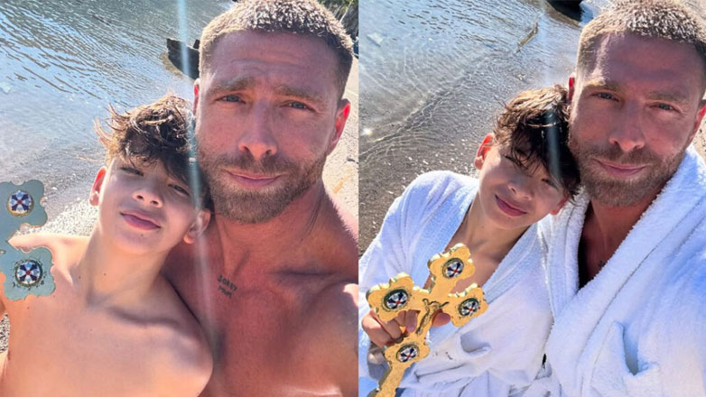 Γιώργος Μανίκας: Έντονες αντιδράσεις στο διαδίκτυο με τη βουτιά του προκειμένου να δώσει τον σταυρό στον γιο του