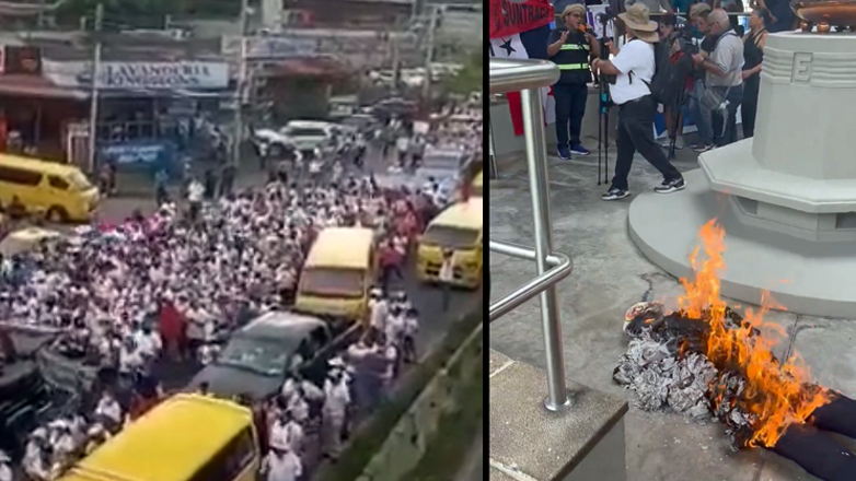 Παναμάς: «Η διώρυγα είναι δική μας» ήταν το μήνυμα διαδηλωτών που έκαψαν ομοίωμα του Τραμπ