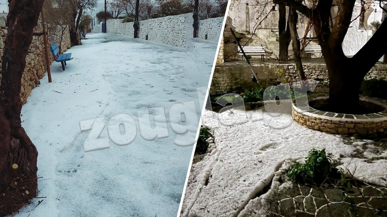 Έντονη χαλαζόπτωση στη Φολέγανδρο