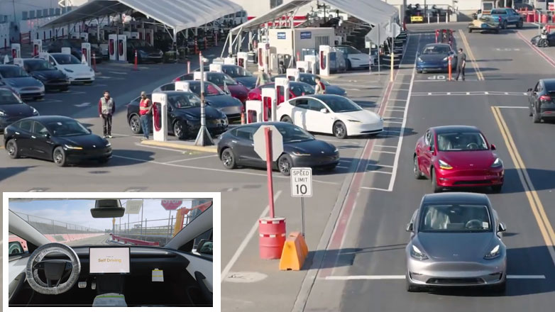Το τέλος των οδηγών: Δείτε τα μοντέλα της Tesla να οδηγούνται μόνα τους, από το εργοστάσιο έως το χώρο φόρτωσης (Βίντεο)