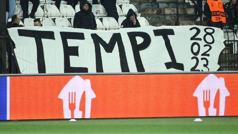 ΠΑΟΚ: Πανό στην Τούμπα για τα Τέμπη