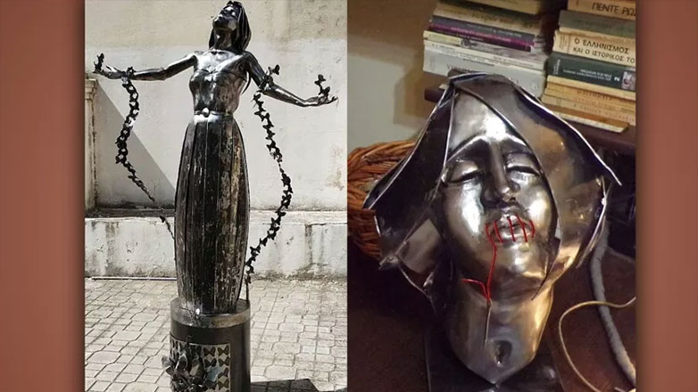 Τέμπη: Η γυναίκα-σύμβολο Μαρία Καρυστιανού έγινε γλυπτό από τον Άρη Ασσαριωτάκη