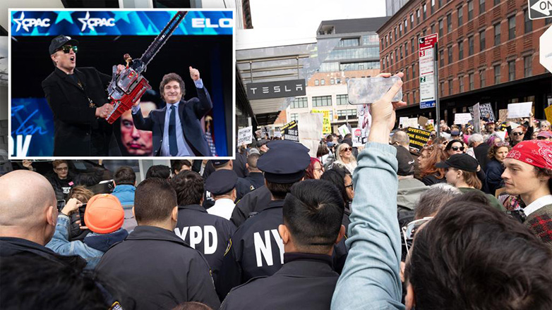 Πολίτες διαδηλώνουν κατά του Μασκ στις ΗΠΑ