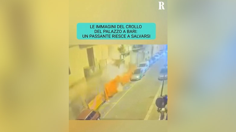 Κατέρρευσε πενταόροφο κτήριο στο Μπάρι – Από τύχη γλίτωσε ένας άνδρας που περνούσε μπροστά από το πεζοδρόμιο