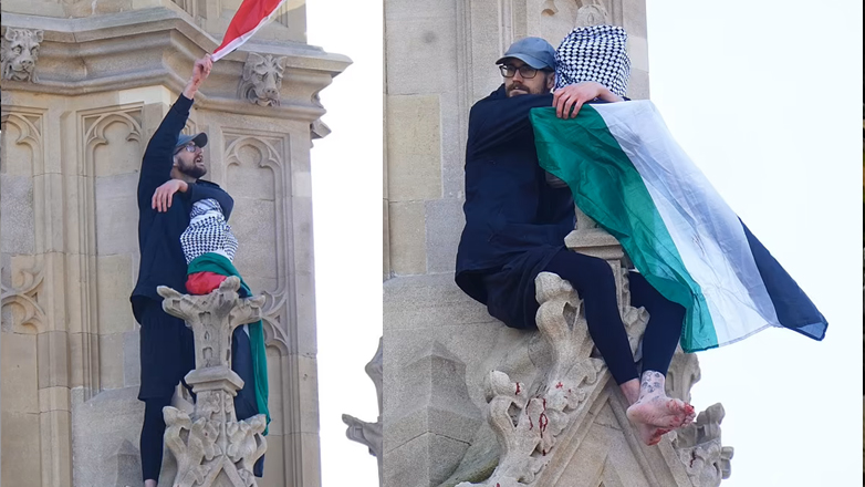 Συνελήφθη αφού κατέβηκε από το Big Ben μετά από 17 ώρες ο άνδρας με την σημαία της Παλαιστίνης