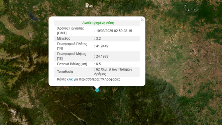 Σεισμός 3,2 Ρίχτερ στο νομό Δράμας Σεισμός 3,2 Ρίχτερ στο νομό Δράμας