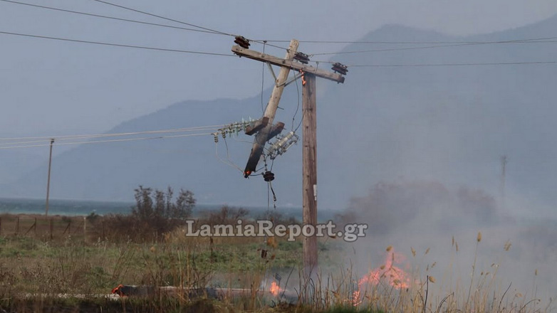 Φθιώτιδα: Πυρκαγιά έκαψε στύλο της ΔΕΗ στη Σκάρφεια