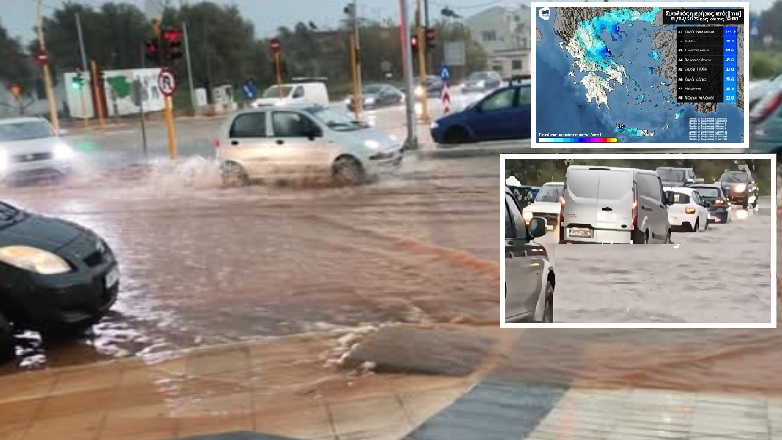 «Ποτάμια» οι δρόμοι στα Χανιά – Οδηγοί εγκλωβίστηκαν στα αυτοκίνητά τους