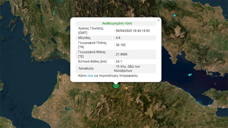 Ισχυρός σεισμός 4,6 Ρίχτερ στα Καλάβρυτα