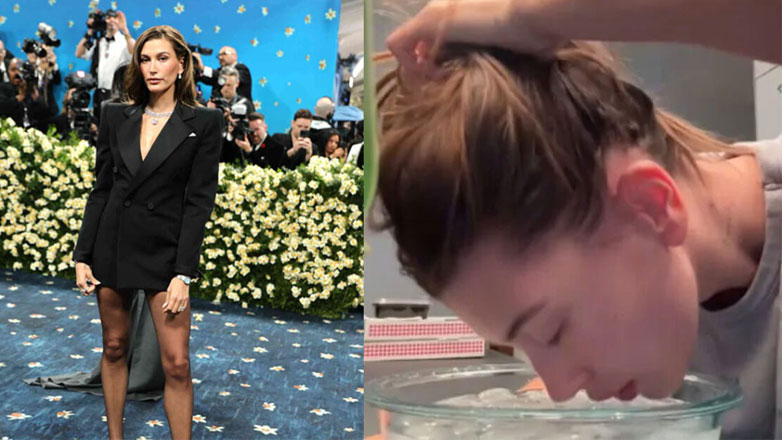 Hailey Bieber: Η προετοιμασία της για το Met Gala – Βυθίζει το πρόσωπό της σε παγάκια – Βίντεο