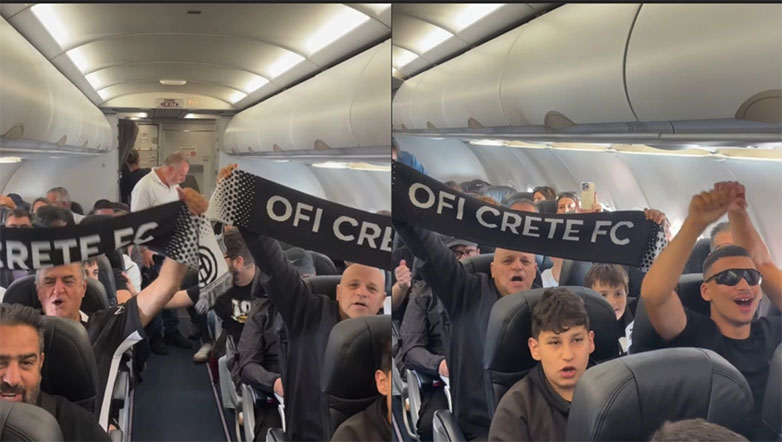 Μετέτρεψαν σε… Θύρα 4, το αεροπλάνο εν όψει τελικού οι φίλαθλοι του ΟΦΗ