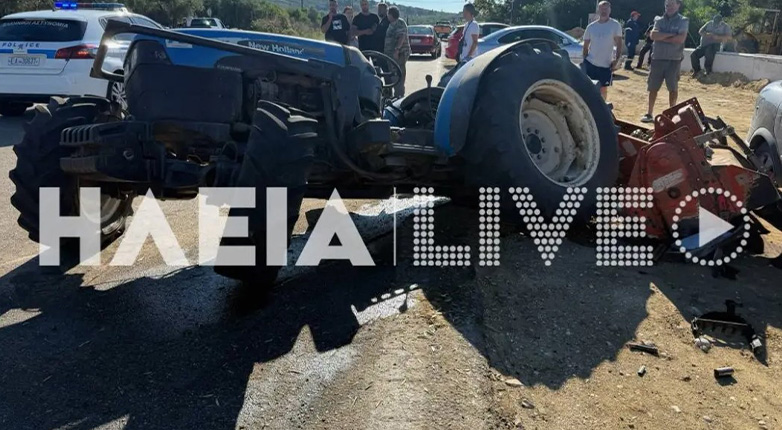 Τρεις τραυματίες  από σύγκρουση ΙΧ με τρακτέρ στην Κυλλήνη