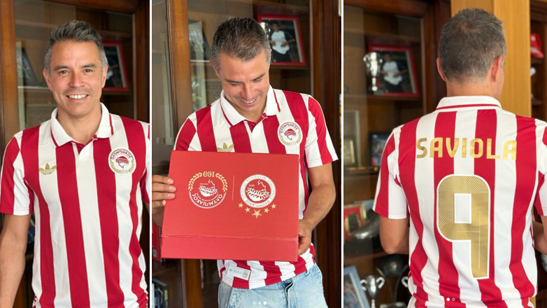 Φόρεσε την επετειακή φανέλα των 100 χρόνων ο Σαβιόλα: «Τιμή μου που ήμουν μέρος της ιστορίας του Ολυμπιακού»