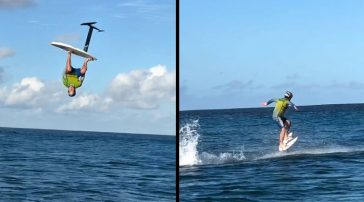 Ο Νικόλας Πλυτάς εκτελεί το πρώτο διπλό backflip στο foil surfing