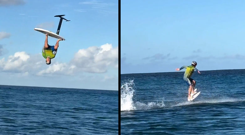 Ο Νικόλας Πλυτάς εκτελεί το πρώτο διπλό backflip στο foil surfing