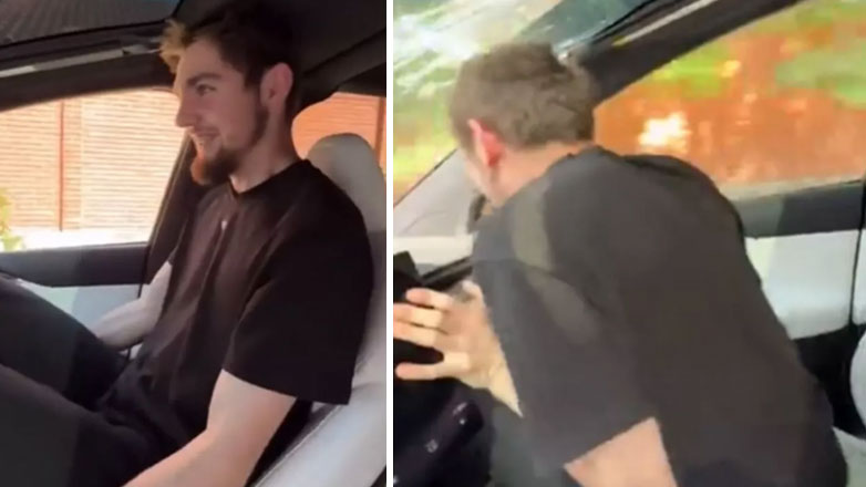 Viral Video: Έδειξε την επιτάχυνση του Tesla αλλά στο φρενάρισμα έσπασε το παρπμρίζ με το κεφάλι του (Βίντεο)