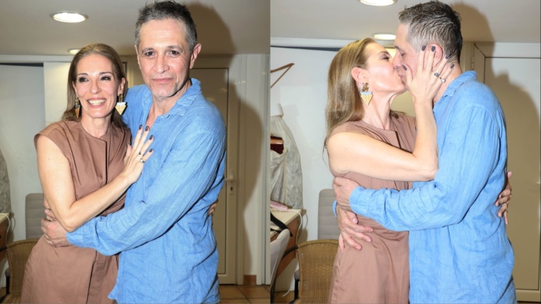 Αιμίλιος Χειλάκης: Τα «καυτά» φιλιά με την σύζυγό του, Αθηνά Μαξίμου, στην πρεμιέρα της παράστασης «Μόνος με τον Άμλετ»