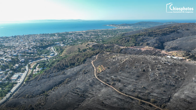 Συγκλονιστικές εικόνες καταστροφής της Χίου από ψηλά