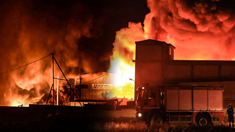 Αποπνικτική η ατμόσφαιρα στα Μέγαρα – Υπό μερικό έλεγχο η φωτιά σε εργοστάσιο