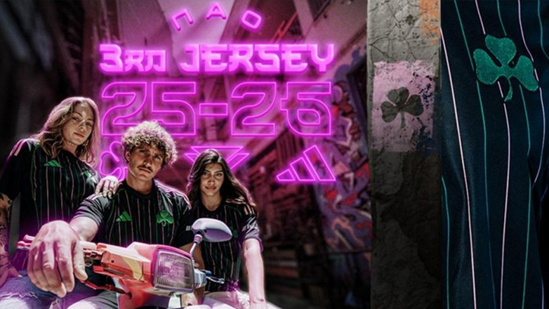 Μαύρη με ροζ λεπτομέρειες η τρίτη φανέλα του Παναθηναϊκού