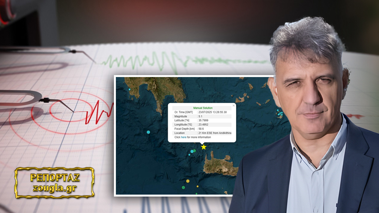 Ισχυρός σεισμός 5,1 Ρίχτερ νοτιανατολικά των Αντικυθήρων