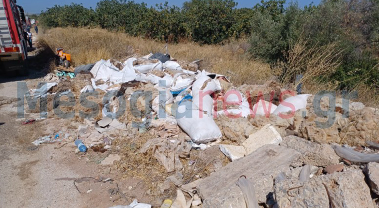 Σε χωματερή στο Κορωπί έχουν πετάξει μέχρι και προβιές ζώων