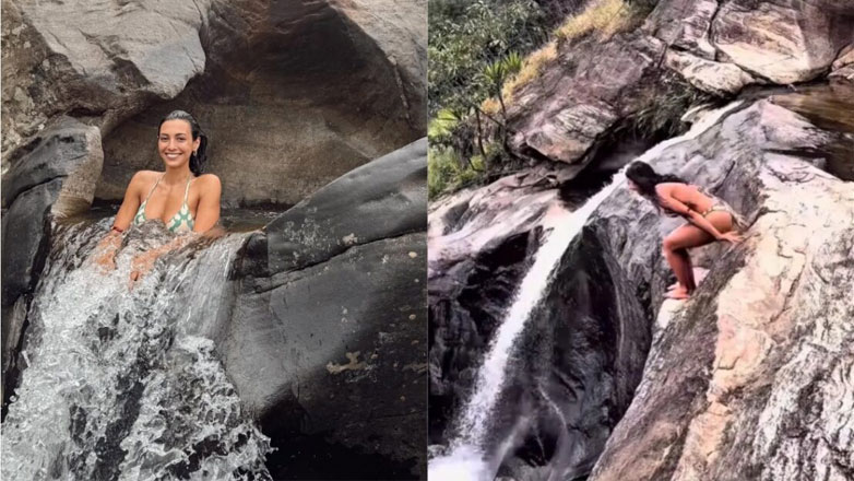 Ευγενία Σαμαρά: Βούτηξε από τον δεύτερο ψηλότερο καταρράκτη της Σρι Λάνκα – Είναι περίπου 220 μέτρα