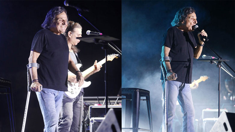 Βασίλης Παπακωνσταντίνου: Με πατερίτσα εμφανίστηκε στη συναυλία του Ναύπλιο μετά το ατύχημα