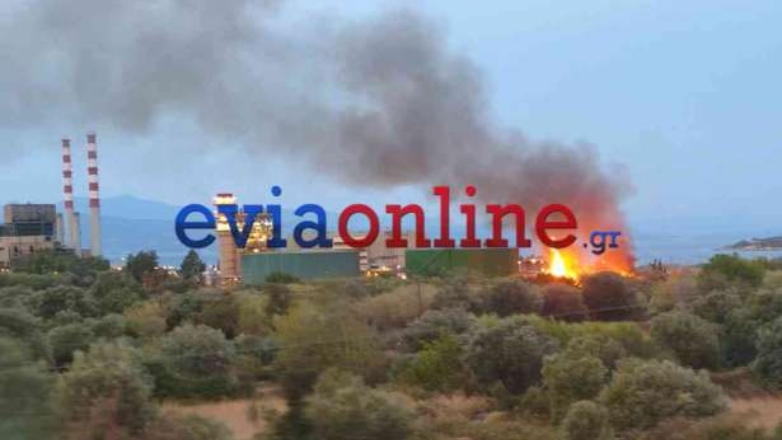 Φωτιά στην Εύβοια – Καίει δίπλα στο εργοστάσιο της ΔΕΗ στο Αλιβέρι