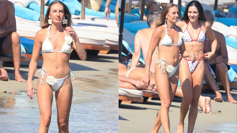 Κατερίνα Δαλάκα: Με λευκό μπικίνι σε κοσμική παραλία της Μυκόνου μαζί με τη γνωστή αθλήτρια, Δήμητρα Γναφάκη