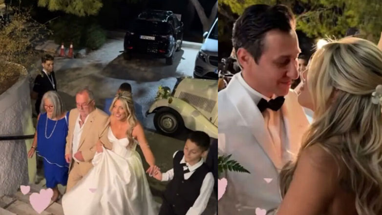 Γάμος Πάνου Καλίδη – Λεάννας Μάρκογλου: Δείτε την άφιξη της νύφης στην εκκλησία