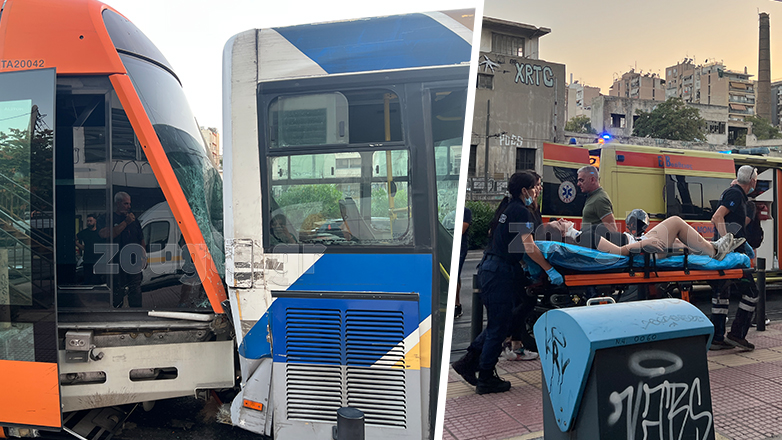 Στο νοσοκομείο 24 τραυματίες μετά από σύγκρουση λεωφορείου με τραμ στον Πειραιά