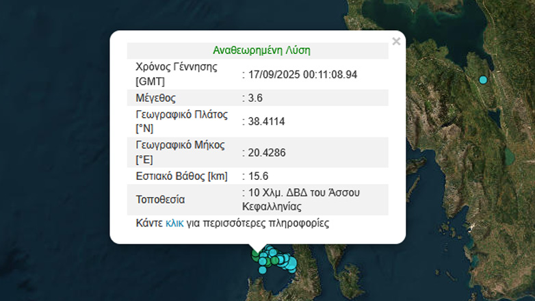 Σεισμός 3,6 Ρίχτερ στην Κεφαλονιά