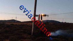 Εύβοια: Ξέσπασε φωτιά από κολώνα της ΔΕΗ –  Βίντεο